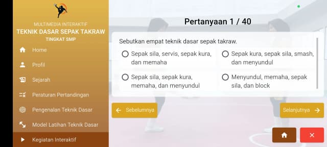 Multimedia Interaktif Teknik Dasar Sepak Takraw Tingkat SMP screenshot 6