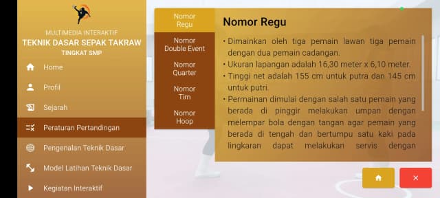 Multimedia Interaktif Teknik Dasar Sepak Takraw Tingkat SMP screenshot 3
